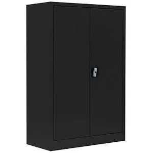 Steelboxx abschließbarer Mehrzweckschrank schwarz 120x92,5x42,2 cm - Praktischer Büroschrank mit 5 Fächern und höhenverstellbaren Einlegeböden. Ideal für die sichere Aufbewahrung von Unterlagen und Büromaterialien. Robuste Stahlkonstruktion, pflegeleicht und langlebig.