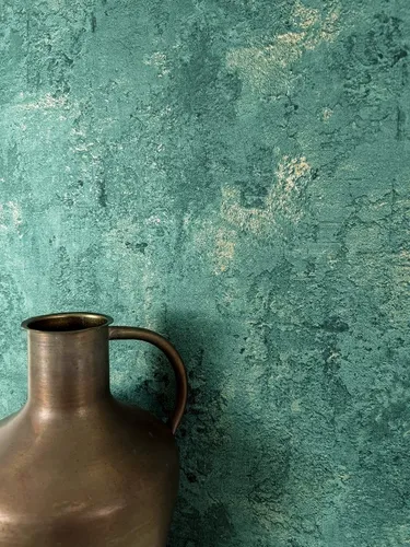 Newroom Vliestapete, Petrol Tapete Modern Putz - Glanztapete Putzoptik Gold Glamour Industrial Stein-Optik Struktur für Schlafzimmer Wohnzimmer Küche, Glanztapete, Putzoptik