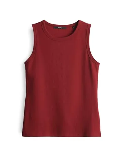 someday Damen Top | Geripptes Top KLEANNE Slim aus BCI Cotton Mix Ruby red, 36