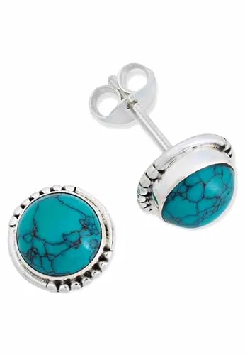 Ohrstecker 925 Silber Türkis Edelstein Ohrringe für Damen - Elegante 925er Sterlingsilber Ohrstecker mit einzigartigen Türkis-Edelsteinen, leicht und bequem zu tragen – das perfekte Geschenk für besondere Anlässe.