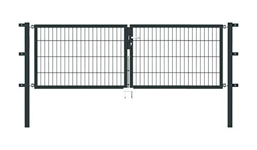 Doppeltor ALBERTS Flexo 250 x 80 cm Typ 6/5/6 - Gartenzäune, robustes Metalltor in Anthrazit, inklusive Pfosten 6 x 6 für einfache Montage und hohe Stabilität.