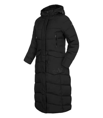 ELT Thermomantel Saphira Advanced, schwarz, XS - Funktionsjacke mit langer Steppoptik, atmungsaktiv, wind- und wasserabweisend - perfekt für aktive Outdoor-Aktivitäten