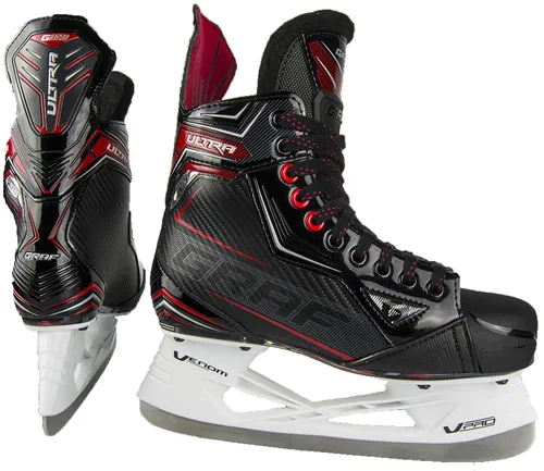 Schlittschuhe Graf Ultra G3075 Senior – Eishockeyschlittschuhe - Eishockeyschlittschuhe für Senioren, Größe 8 (EU42), mit regulärer Passform und Schnürverschluss. Ideal für den Einsatz auf dem Eis – für Freizeit und Training.