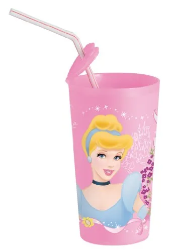 Disney Prinzessinen Becher mit Strohhalmträger 7,5x13,5 cm