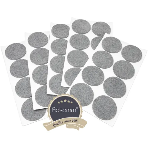 Adsamm® / 40 x selbstklebende Filzgleiter / Grau / Ø 60 mm / rund / 3.5 mm Filz
