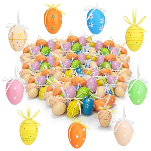 com-four® 288x handbemalte Ostereier zum Aufhängen 6 cm