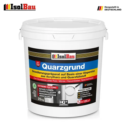 Quarzgrund Haftgrund Putzgrund Weiß 25 kg - Isolbau - Dichtmaterialien für Innen- und Außenbereich, dickbeschichtend, wasserdicht und frostbeständig. Ideal für schnelle und einfache Anwendung.