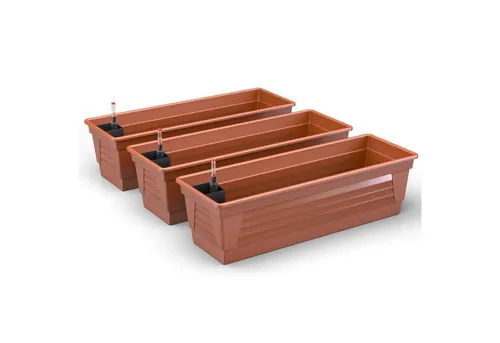 Plastard Blumenkasten, 3er-Set Pflanzkasten mit Hydroeinsatz & Wasserstandsanzeiger (3er-set, 3er-Set mit Hydroeinsatz & Wasserstandsanzeiger 60 cm, 80 cm 100 cm), Witterungs- und UV-Beständigkeit
