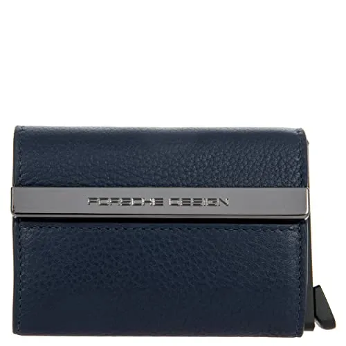 Bric's Porsche Design X Secrid Unisex-Kartenhalter aus Leder mit RFID- und NFC-Schutz, Pop-Up für 4 Karten, Banknotenfach, Größe: 6,5cm x 9,5cm x 2cm, Blau