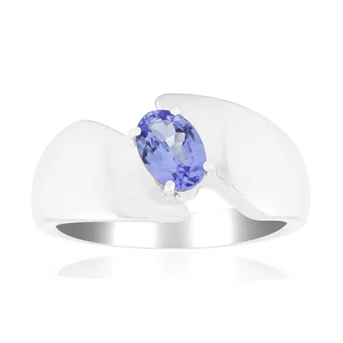 Cavill Tansanit Ring 0,374 ct Oval Brillantschliff in 925 Silberring, Moderner ovaler Tansanit Silberring aus Tansania für Damen, Markanter blauer Edelstein Schmuck
