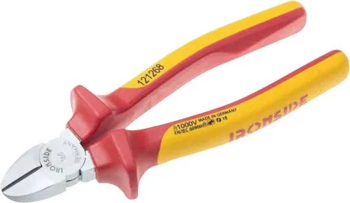 IRONSIDE 121268 Seitenschneider - VDE-geprüfter Seitenschneider mit verchromtem Kopf und 2-Komponenten-Griff, ideal für enge und schwer zugängliche Arbeitsbereiche bis 1000V.