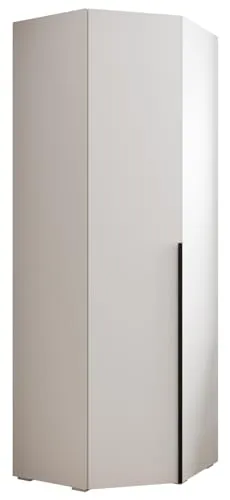 MEBLE KRYSPOL Inova 1 Eckschrank - Kleiderschrank mit Regalen und Stangen - Aufbewahrungsmöbel - für Schlafzimmer, Jugendzimmer, Flur - 236,7x81,7x47cm - Weiß, Handgriff Schwarz