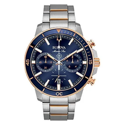 Bulova Klassische Uhr 98B301 - Armbanduhren für Herren mit maritimem Design, 6 Zeigern und wasserdicht bis 200 m – ideal für Abenteuer und stilvolle Anlässe.