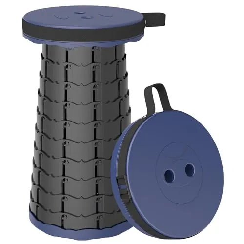 LOCYOP LOCYOPTragbarer Klapphocker Camping Hocker Teleskophocker,Klappbarer Hocker,Mini Leichte Campinghocker für Outdoor Camping Angeln BBQ Drinnen Küche,Belastung 440lbs(Marine)