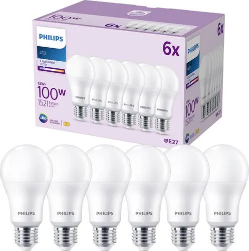 Philips LED 9290023069 LED EEK E (A - G) E27 Glühlampenform 13 W = 100 W Neutralweiß (Ø x L) 60 mm x 120 mm 6 St.