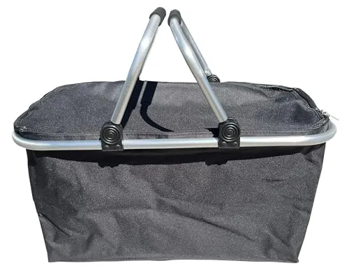 Einkaufskorb faltbar Shopper mit Alurahmen ca. 28 l Fassung Schwarz mit Deckel