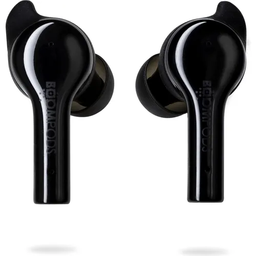 Boompods Bassline GO In Ear Kopfhörer Bluetooth Schwarz - Kopfhörer mit Lautstärkeregelung und schweißresistentem Design, perfekt für Sport und unterwegs.