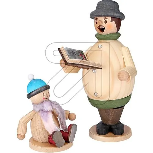 Räucherfigur Max als Vorleser - Drechslerei Kuhnert - Räucherstäbchenhalter aus Holz, 16 cm hoch, modernes Design, ideal für Standard-Räucherkerzen, Made in Germany - Echte Kunst aus dem Erzgebirge.
