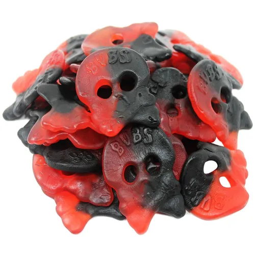 Totenkopf Fruchtgummi Lakritz mit Himbeergeschmack würzig süß 300g