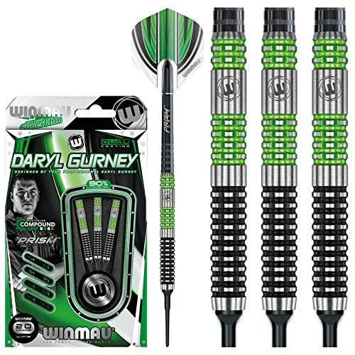 WINMAU Daryl Gurney 20g Profi Wolfram Softip Dartpfeile Set - Steel-Dartpfeile Set mit 90% Wolfram, ideal für Profis – inklusive hochwertiger Flights und Schäfte für präzise Würfe und beeindruckende Performance.