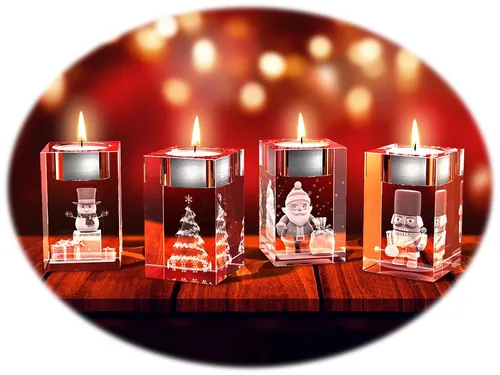 GLASFOTO.COM Teelichthalter Advents-Teelichthalter, Weihnachten, Kristallglas, 4er-Set
