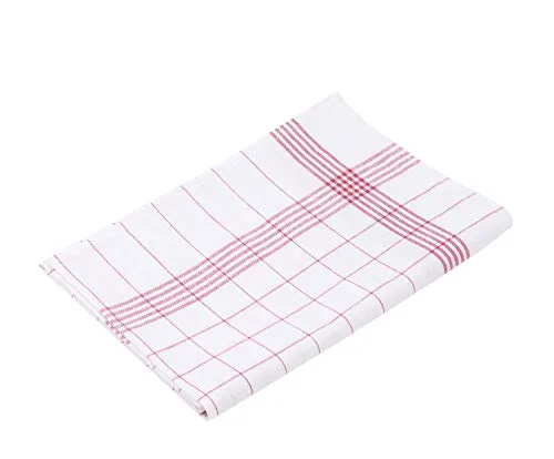 Gözze - Geschirrtuch-Set, 3-teilig, 100% Baumwolle, hohe Materialdichte (260 g/m²), 50 x 70 cm - Rot/Weiß