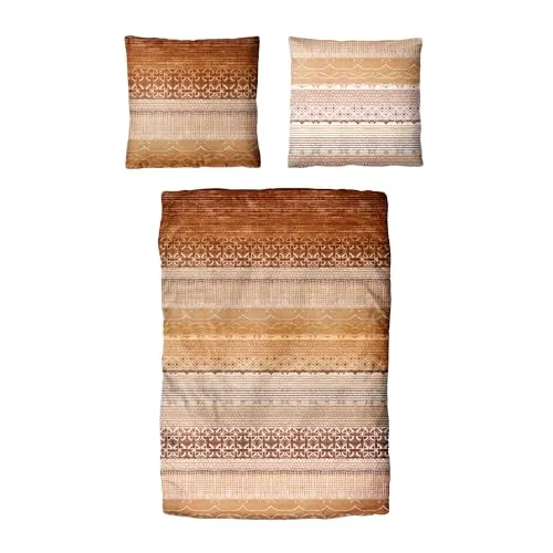 Traumschloss Bettwäsche Classic Microfaser, Flanell, 2-teilig, Streifen in verschiedenen Brauntönen