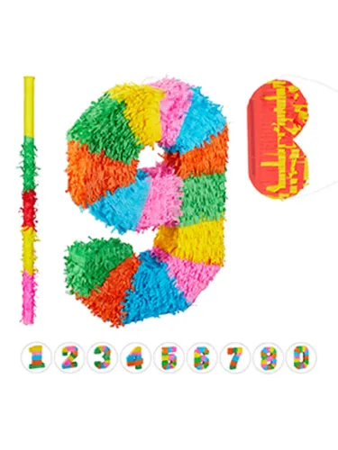 Pinata set bunt 0,2 kg Zahlen Pinata Party-Pinata Geburtstags-Pinata