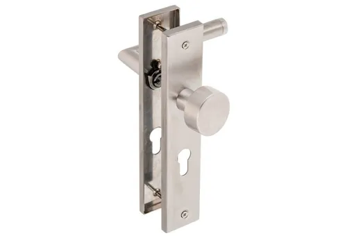 Türbeschläge24 Drückergarnitur Langschild Core Q, festdrehbar gelagert & Rückholfeder, Türgriffe, V2A Edelstahl matt