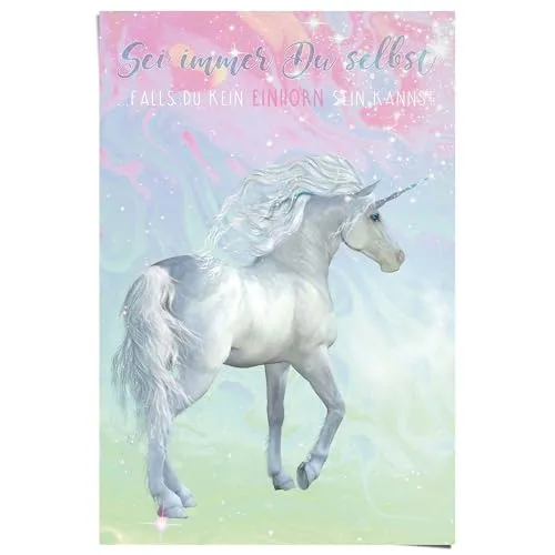 REINDERS Poster, Unicorn Marble - sei immer du selbst, Kinderzimmer, Poster, Wanddeko, Room Decor, Bilderdruckpapier, Mehrfarbig, 91,5 x 61