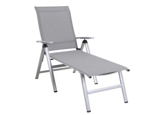MWH Widoo Liege Silber - Elegante Gartenliege - Gartenliegen aus hochwertigem Textilene, silberfarben und wetterfest, ideal für entspannte Stunden im Freien.