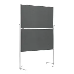 Magnetoplan Moderationstafel evolution plus 1151301 - Moderationswand mit klappbarem Design und 4 mobil einsetzbaren Rollen, ideal für flexible Präsentationen und Workshops, beidseitig nutzbar, 120 x 150 cm große Filzoberfläche in grau.