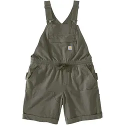 Carhartt Force Ripstop Latz-Shorts Damen - Oliv - L - Latz-Shorts aus robustem Ripstop-Gewebe mit Rugged FlexTM für maximale Bewegungsfreiheit. Ideal für aktive Tage im Freien, mit praktischen Taschen und elastischem Bund für besten Tragekomfort.