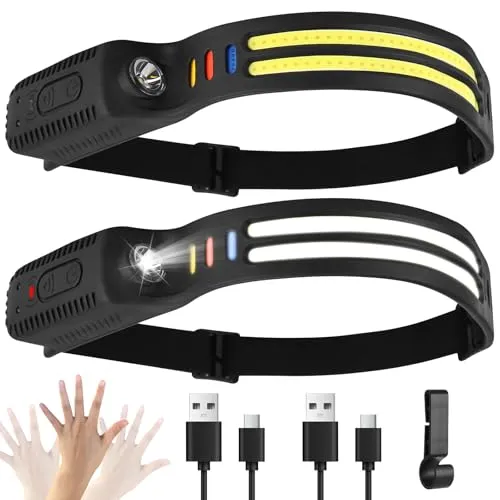 Wiederaufladbare LED Stirnlampe 2000 Lumens, 9 Lichtmodi
