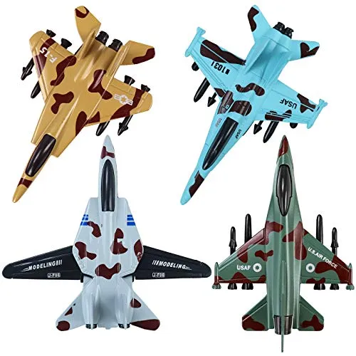 4er-Pack Rückziehbare Flugzeuge Set – Diecast Jagdflugzeuge für Kinder