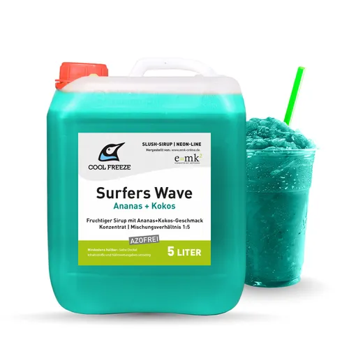 Slush Eis-Sirup Neon-Line Surfers Wave – Ananas & Kokos | 5 Liter Konzentrat für Ninja Slushy Maschine