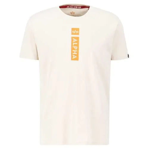 ALPHA INDUSTRIES Alpha Puff Print T-Shirt - Herren-Shirt aus 100% Baumwolle im regular fit, bequem und strapazierfähig – ein modisches Statement für den Alltag in jet stream weiß.