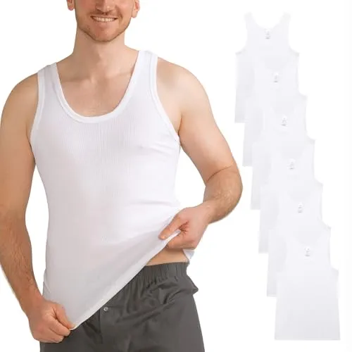 MT Herren Unterhemd DOPPELRIPP Classic Tank Top 6er Pack Weiß 5XL