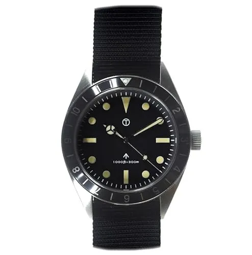MWC Classic 1960s Muster Sterile Hybrid Quarz Stahl Stoff Schwarz Gelb Saphir Uhr Herren, Schwarz