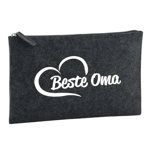 Huuraa Kulturbeutel Beste Oma Herz Geschenk 1 Liter Filz Charcoal Kosmetiktasche Beste Oma Geschenkidee