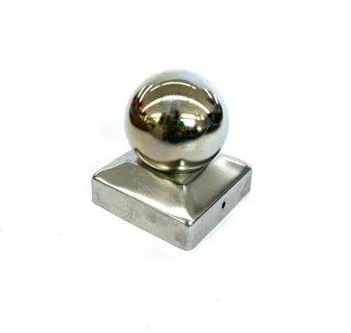 Pfostenkappe Quadratisch mit Kugel Edelstahl 91 mm x 91 mm