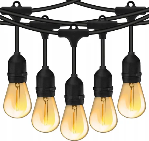 LUMILED Lichterkette Außen 10M mit 10 E27 LED Lampen Warmweiß