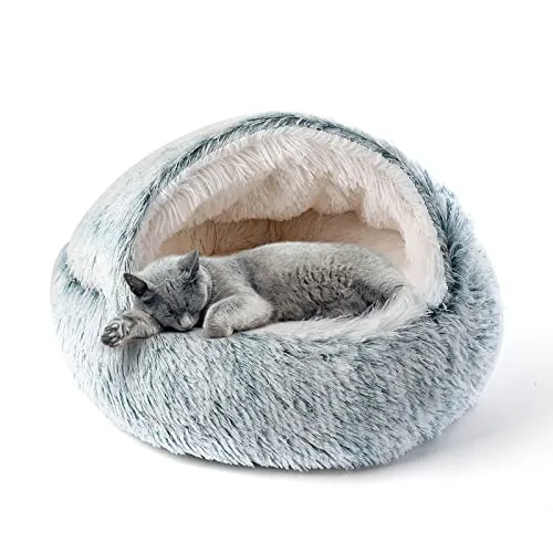 CATISM Katzenbett Flauschig Katzendecke, 50cm Gemütlich Katzenbett für große Katzenkätzchen Washbar KuscheIn Hundebett Hundehaus Weiche Bequeme Grau
