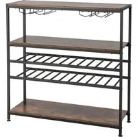 Stufig Weinschrank Weinregal für 12 Flaschen mit Glashalter - Weinregal aus Holzwerkstoff, freistehend, für 12 Flaschen und Gläser, ideal für Weinliebhaber mit Stil und Platz für 22 Flaschen.