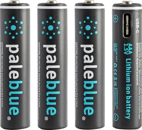 Pale Blue 4x AAA Lithium 1,5V-Akku mit USB-C - Ladefreundlich und umweltfreundlich für vielseitige Anwendungen