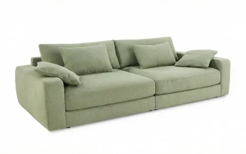 luma-home Big-Sofa 15247 – Extratiefe Lounge Couch in Hellgrün - Stylisches Big-Sofa für die ganze Familie! Mit extratiefer Sitzfläche und robustem, pflegeleichtem Flachgewebe in Hellgrün bietet es hohen Komfort und ist ideal für entspannte Abende oder Übernachtungsgäste.