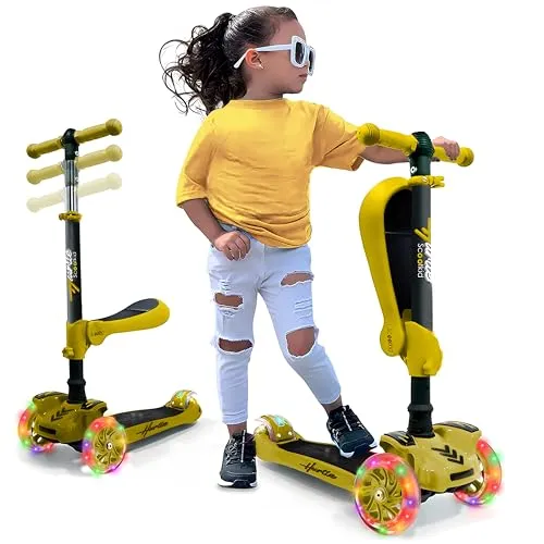 Hurtle 3-Rad-Roller für Kinder - Roller für Kinder von 2-12 Jahren mit verstellbarem Lenker und farbenfrohen LED-Radlichtern für zusätzlichen Fahrspaß und Sicherheit.
