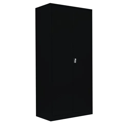Lüllmann Metallschrank abschließbar - 195x92,5x42,2cm, Schwarz - Büroschrank mit langlebiger Stahl-Konstruktion, abschließbar und flexibel einteilbar für optimale Nutzung im Büro oder Werkstatt.