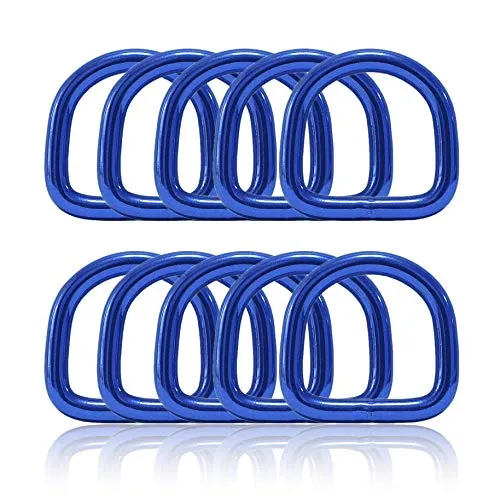 Ganzoo D - Ring aus Stahl, 10er Set, Innenmaß 21mm, Materialstärke 4mm, DIY Hunde-Halsband, nichtrostend, geschweißt, Ideal mit Paracord 550, Farbe blau