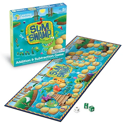 Learning Resources Sum Swamp Spiel, ab 5 Jahren, Mathe-Brettspiel für Kinder, Addition & Subtraktion spielerisch Lernen, Lernspiel für Vorschule & Grundschule